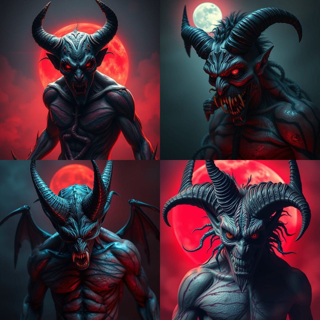 Demonic Transformation with Parasites and Crimson Moonscape