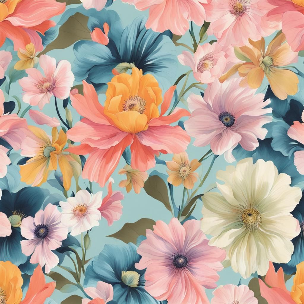 Silky Pastel Floral Fabric Design