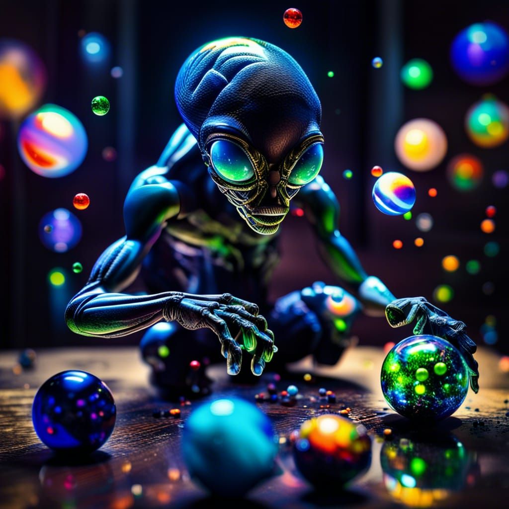 Aliens Playing Marbles with Galaxies Inside