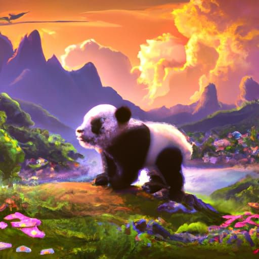 Adorable Panda in Detailed Matte Painting
