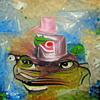 Pepe the Frog in Tophat: Mixed Media Art