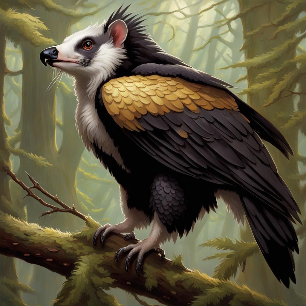 opossum-hawk hybrid, style of magic the gathering