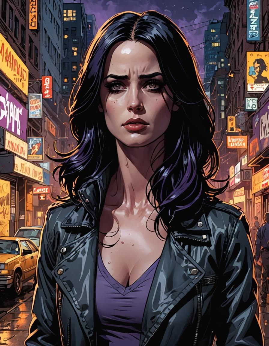 Jessica Jones Comic Book Art in Digital Style