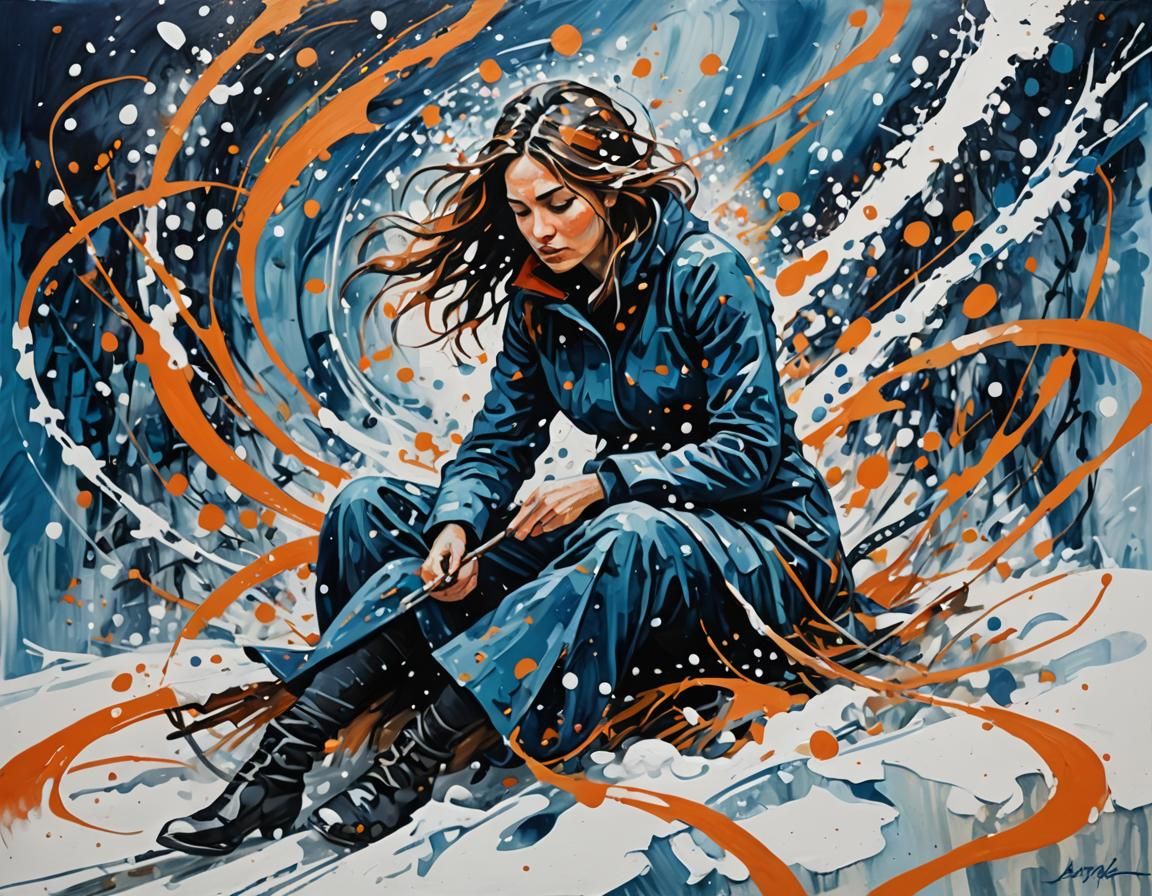 Girl in Snow Flurry, Abstract Expressionism