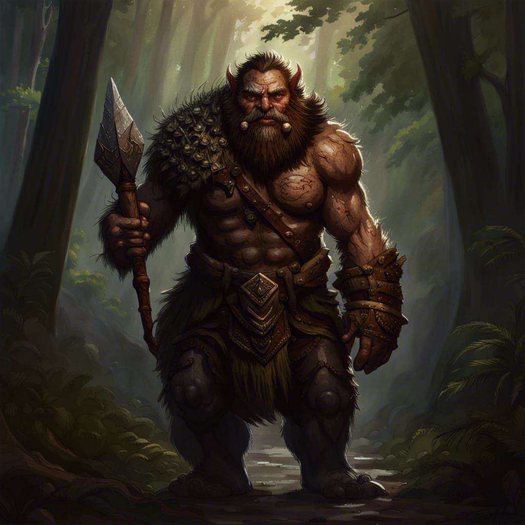 Bugbear Barbarian Portrait in Dark Fantasy Style