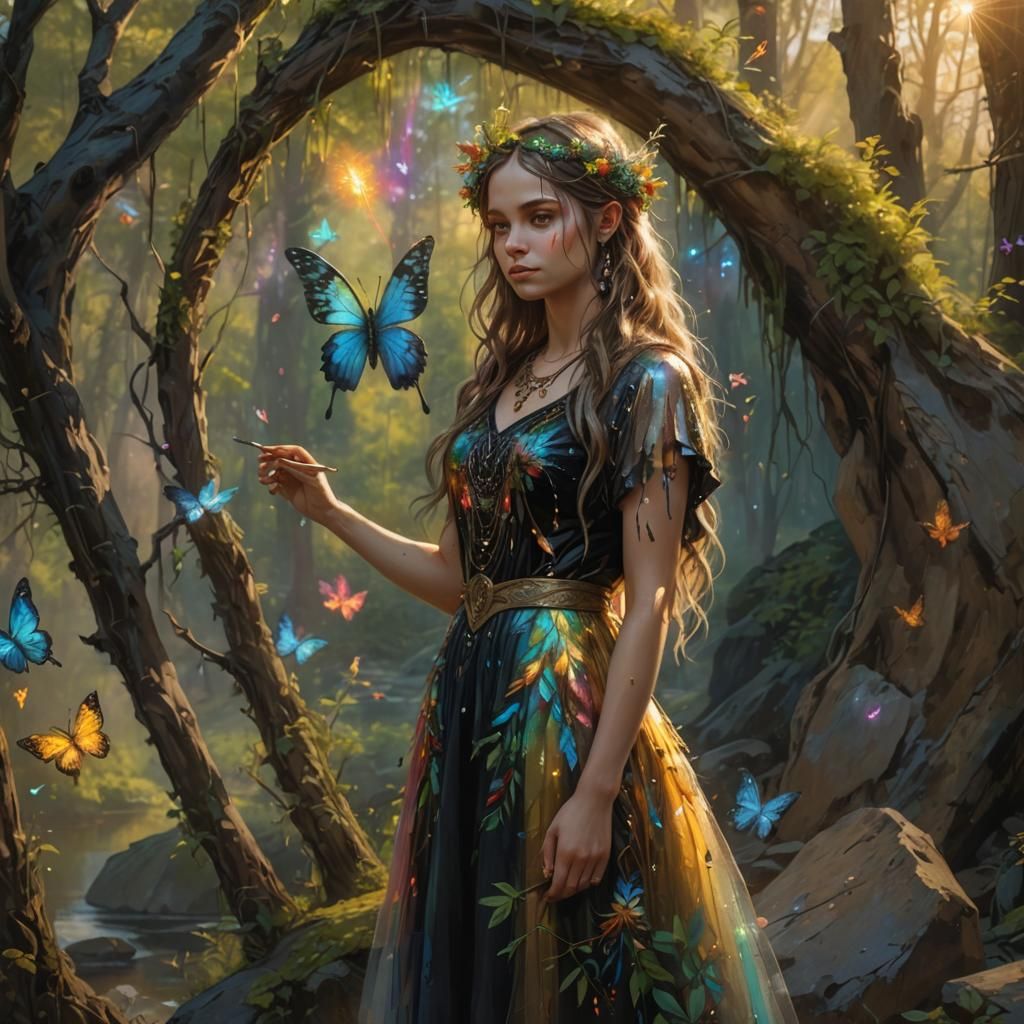 Ukrainian Forest Fairy Graffiti Art in Dark Fantasy Style