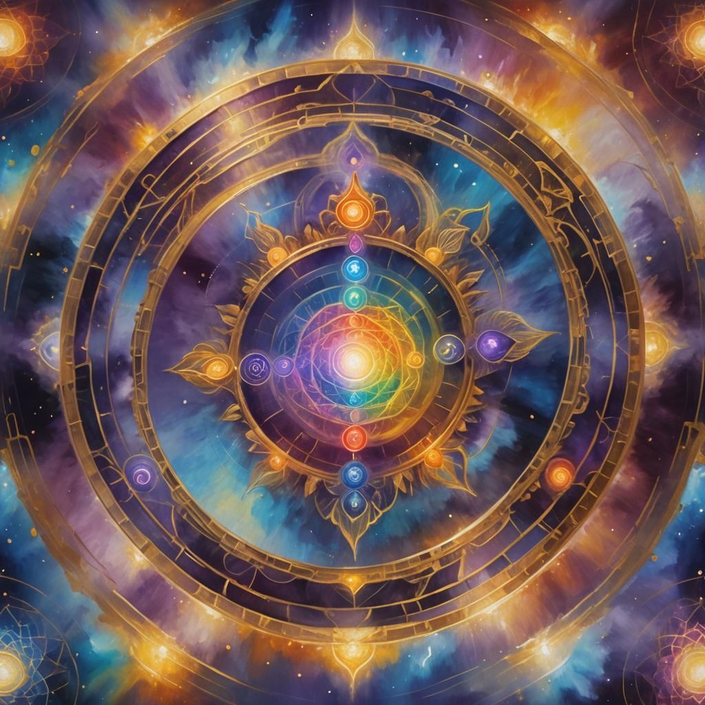 Mystical Aura of Glowing Chakras in Vibrant Oil Painting