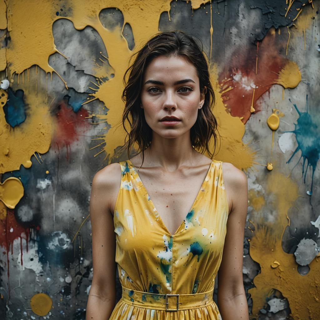 Woman in Yellow Dress, Watercolor Portrait