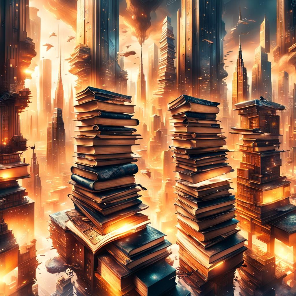 Metropolis of Books: A Cinematic Digital Painting