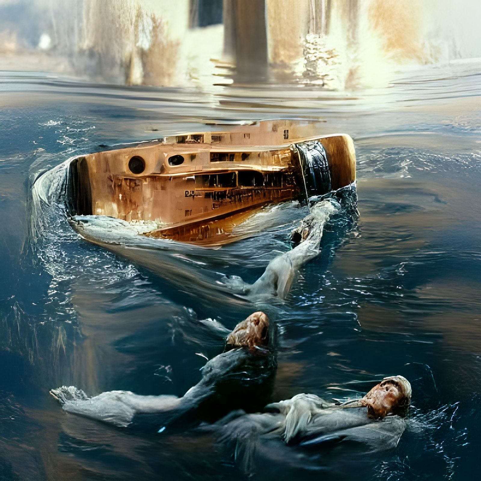 Titanic Sinking in Oil Painting Style