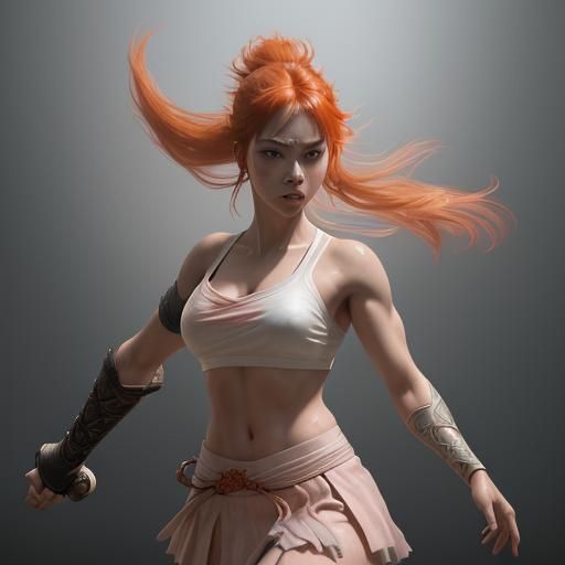 Ballerina Samurai with Katana: Hyperdetailed Portrait