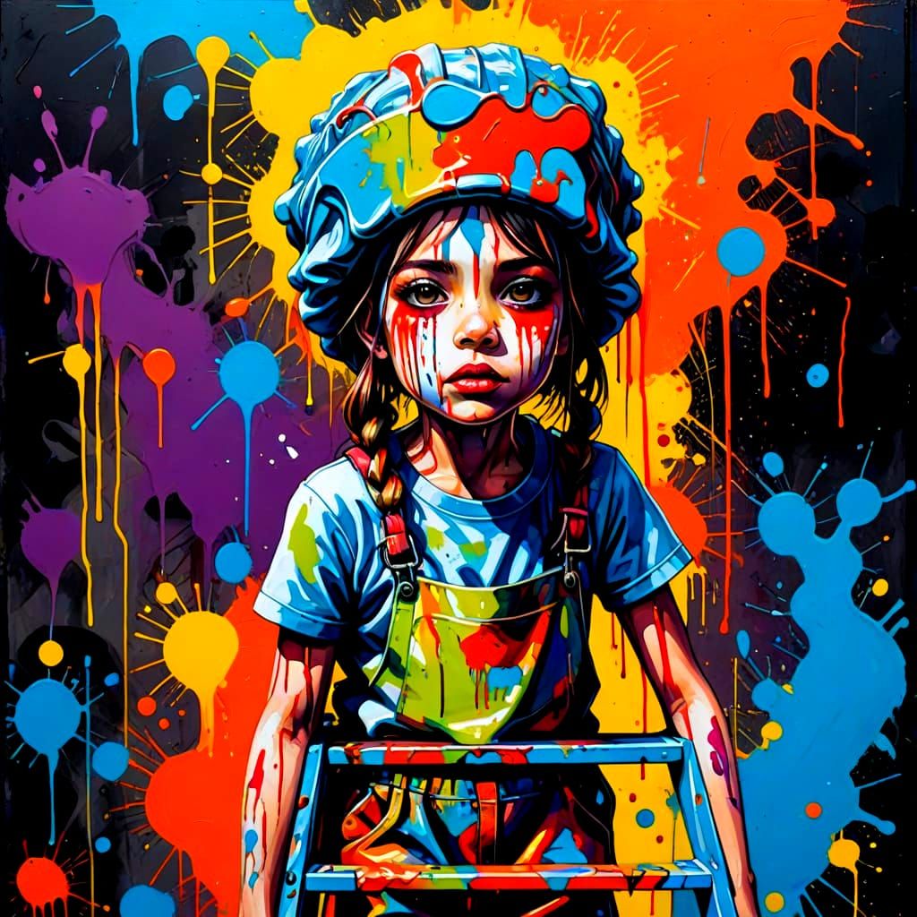 Girl in a Splash of Colorful Paint