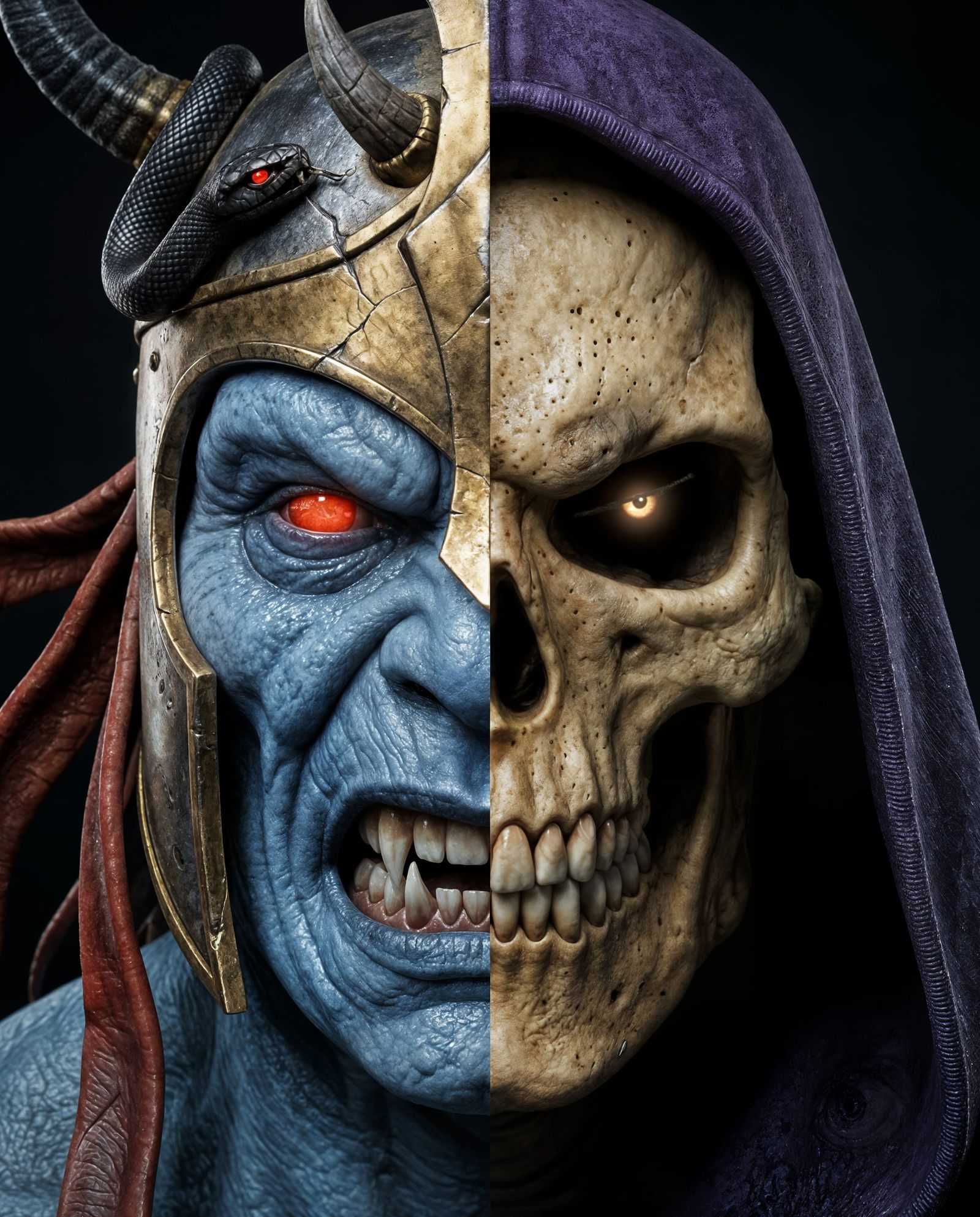 Mum-Ra and Skeletor Split-Face Fusion Portrait