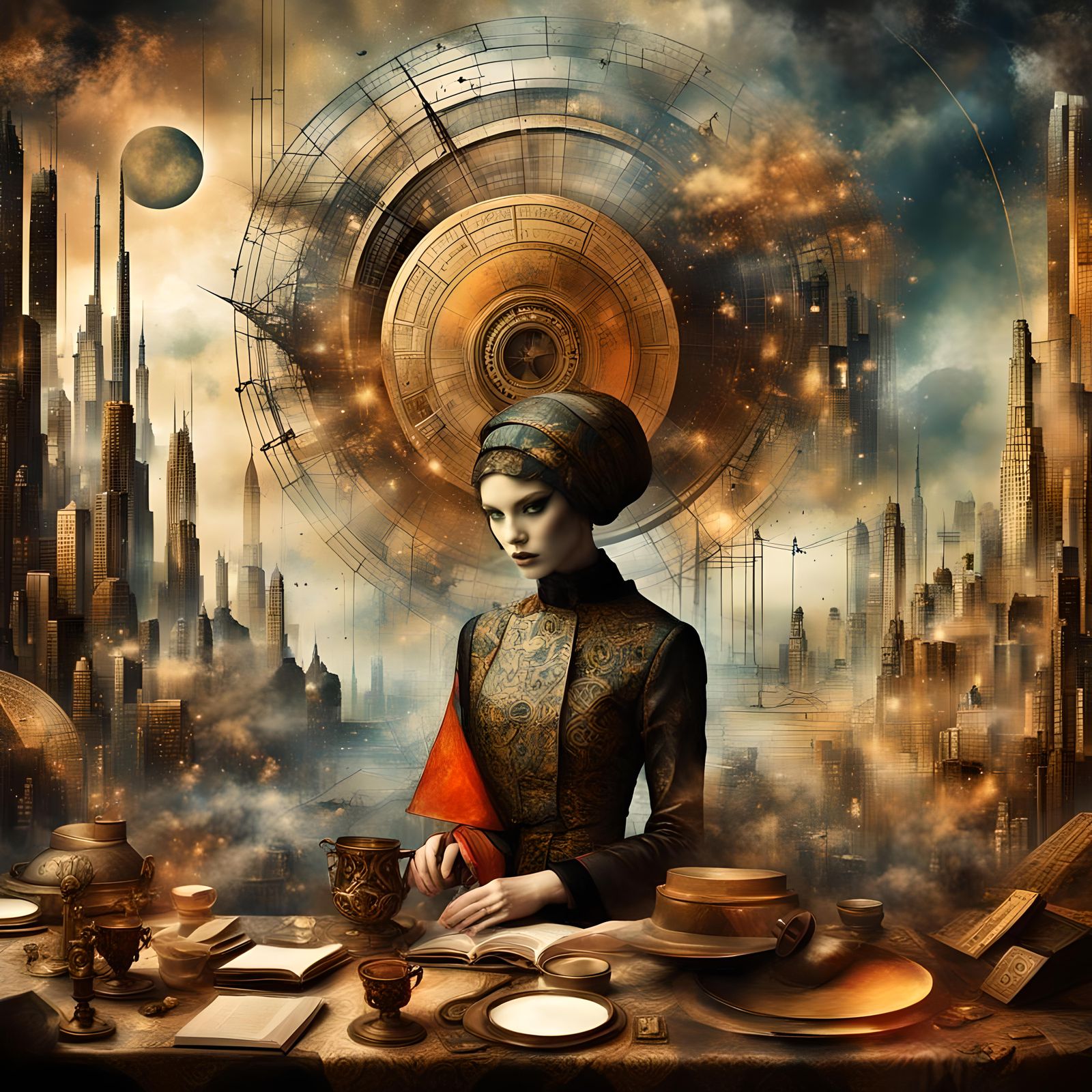 retro futuristic librarian