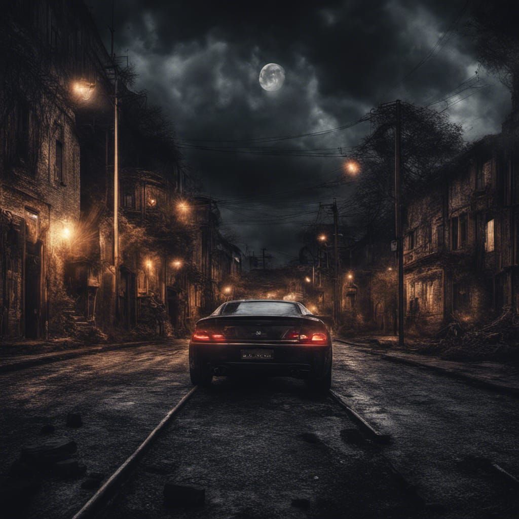 Hyperrealistic Screaming Figure in the Night