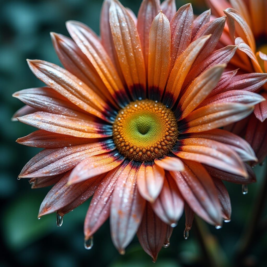 Hyperdetailed Flower Dripping Wet: Macro Photography