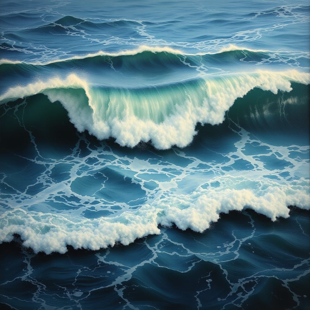 Serene Ocean Waves in Atmospheric Lighting