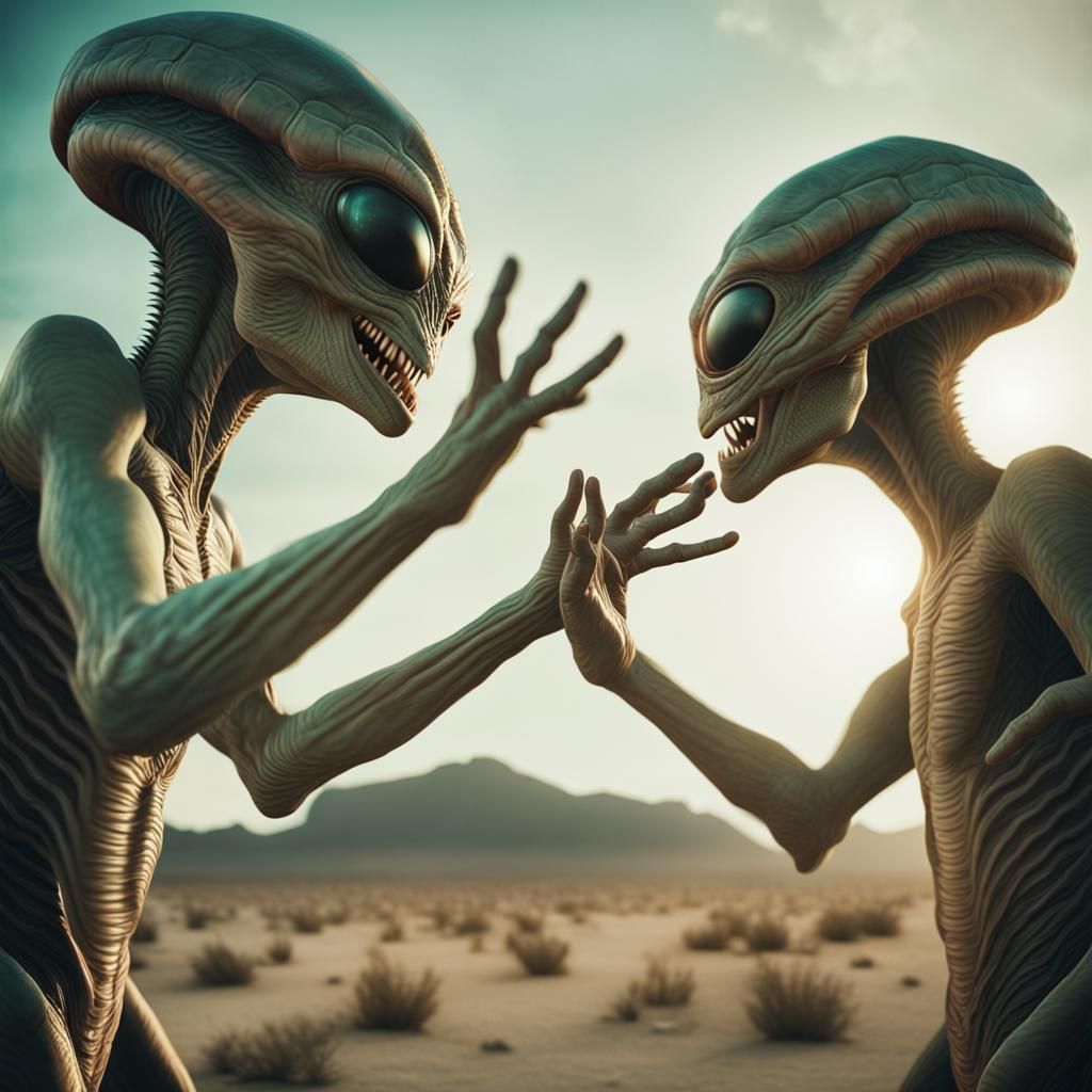 Two Alien Friends Share an Epic High Five Moment