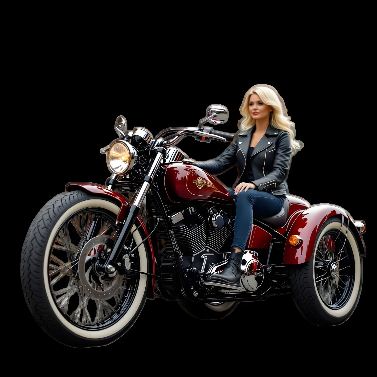 Vintage Trike With Electric Motor in Syd Mead Style