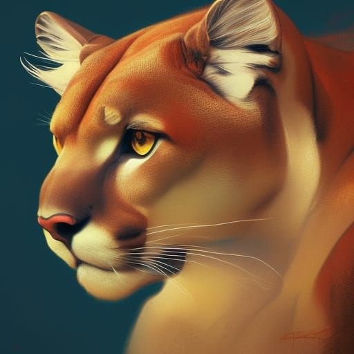 Angelic Cougar Portrait in Hyperdetailed Concept Art