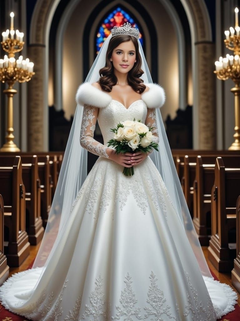 Regal Bride in Baroque Church with Henna