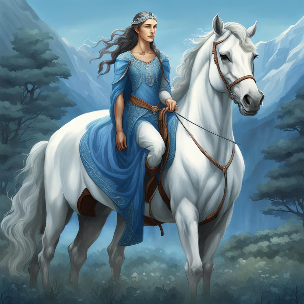 Serene Female Centaur in Rivendell Clothing