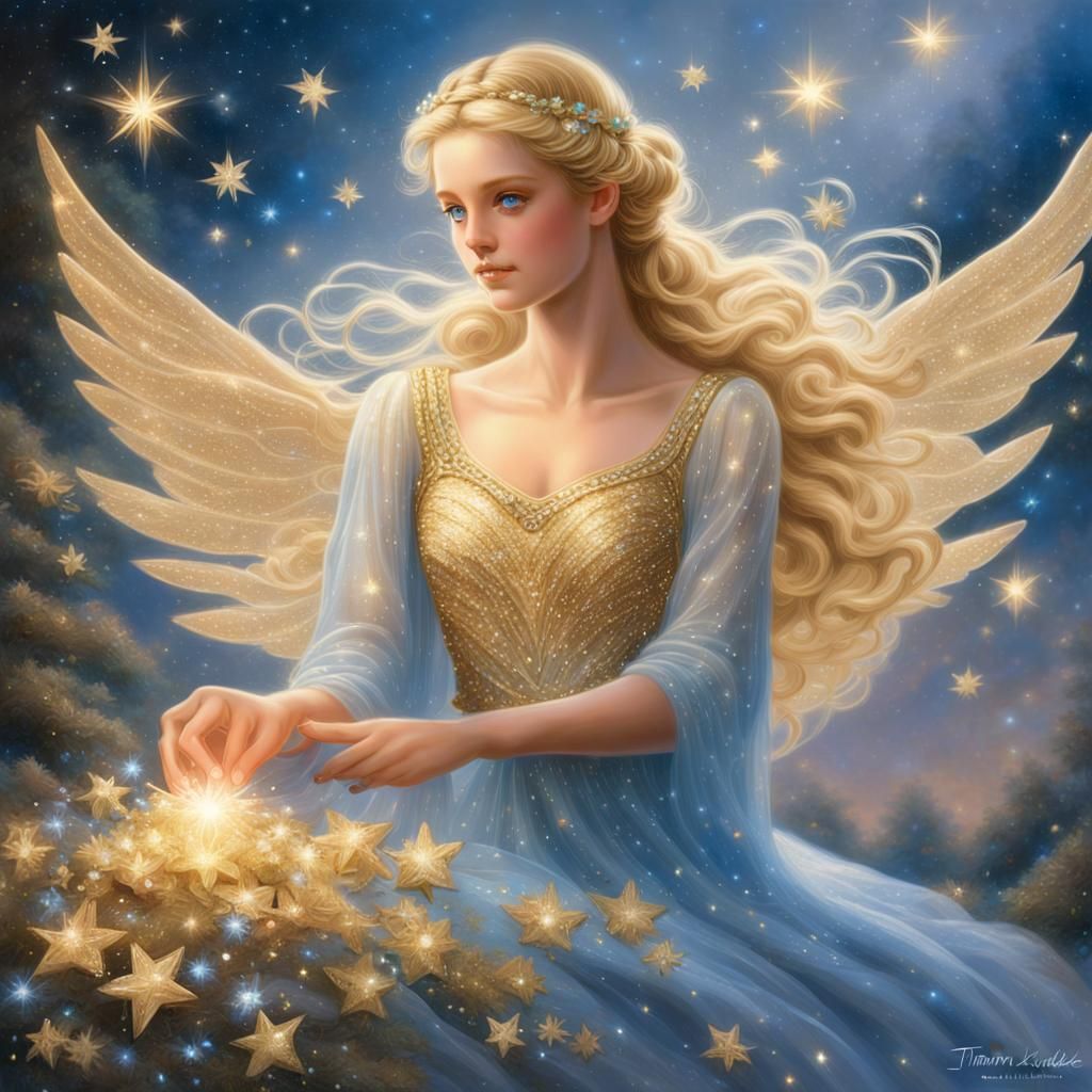 Star Angel with Golden Dress and Stardust