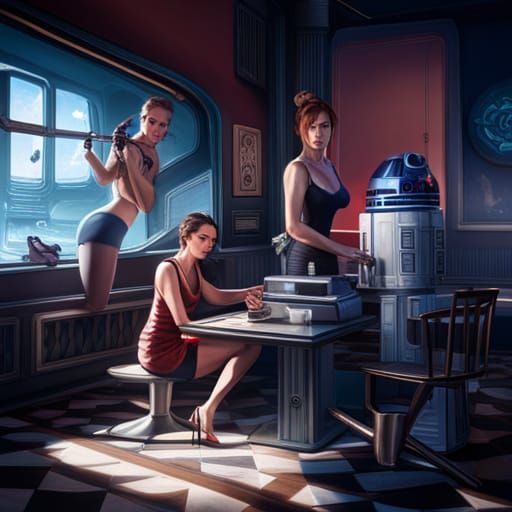 Movie and Game Characters at 50's Cafe