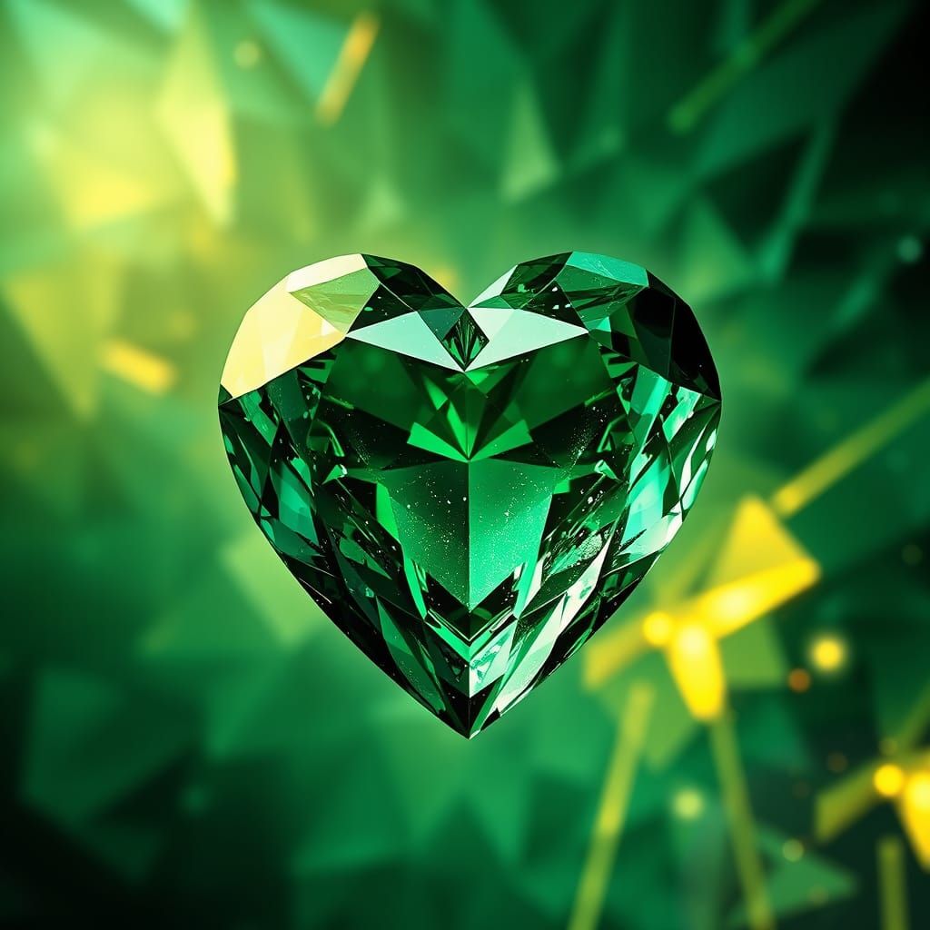 Emerald Heart in Luxurious, Hyperrealistic Style