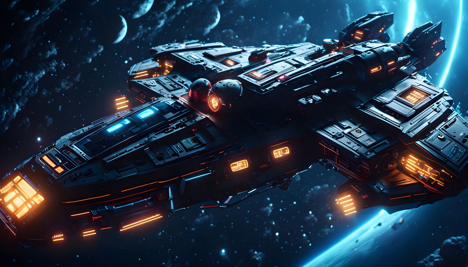 Hyperrealistic Interdimensional Spaceship in Futuristic Styl...