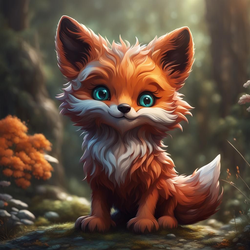 Cute Hybrid Animal: Kitten, Fox, and Bear Cub