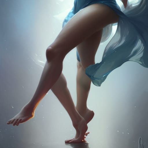 Detailed Portrait of Feet and Legs in Art Nouveau Style