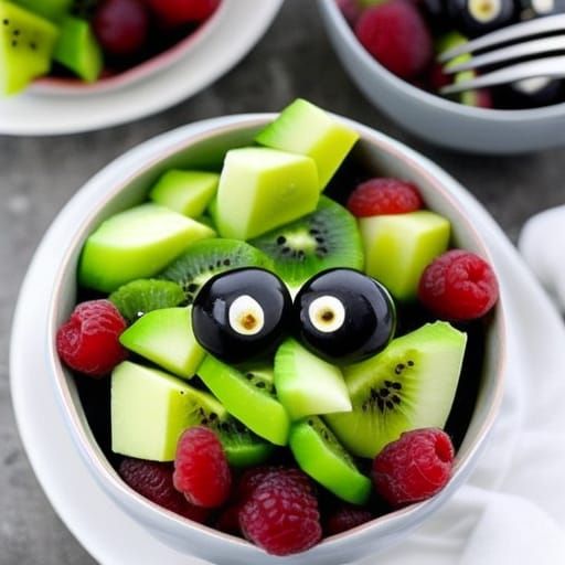 Humorous Fruit Salad Monster Illustration