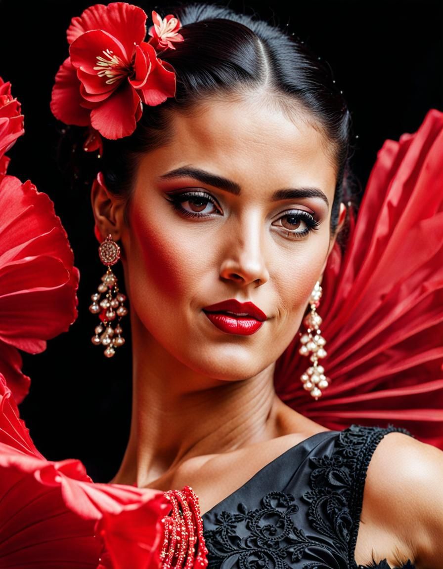 Passionate Flamenco Dancer Close-Up from Spain