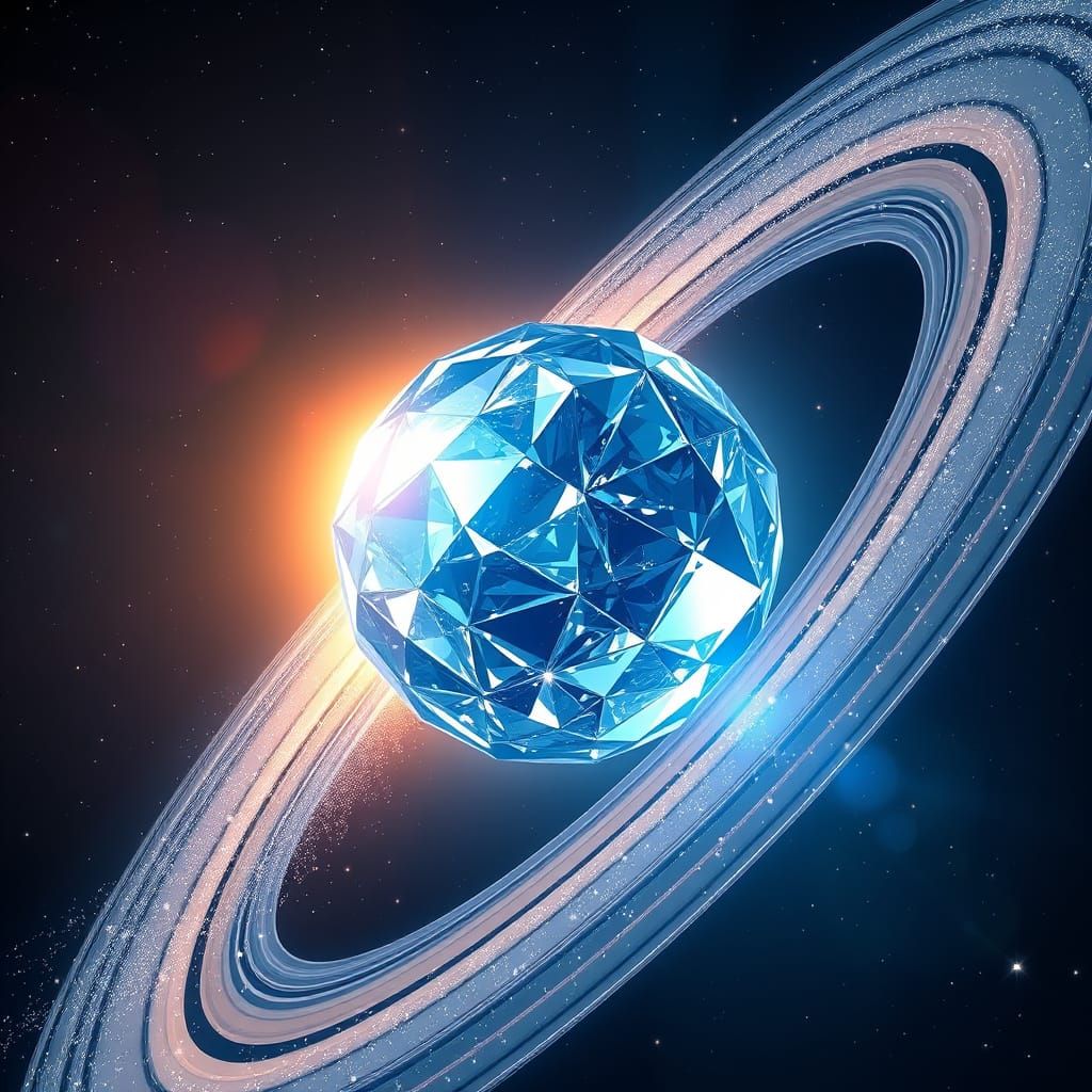 Diamond Basketball Soars Through Saturn Rings as Digital Art