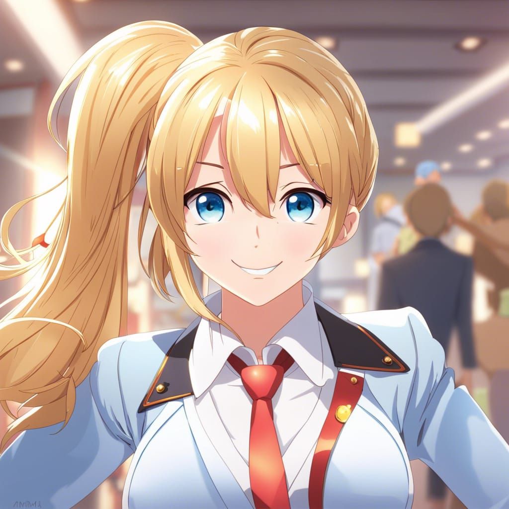 Anime Girl with Ponytail in Manga Style