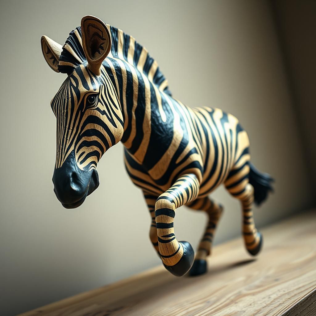 Zebrawood Zebra Statue in Motion