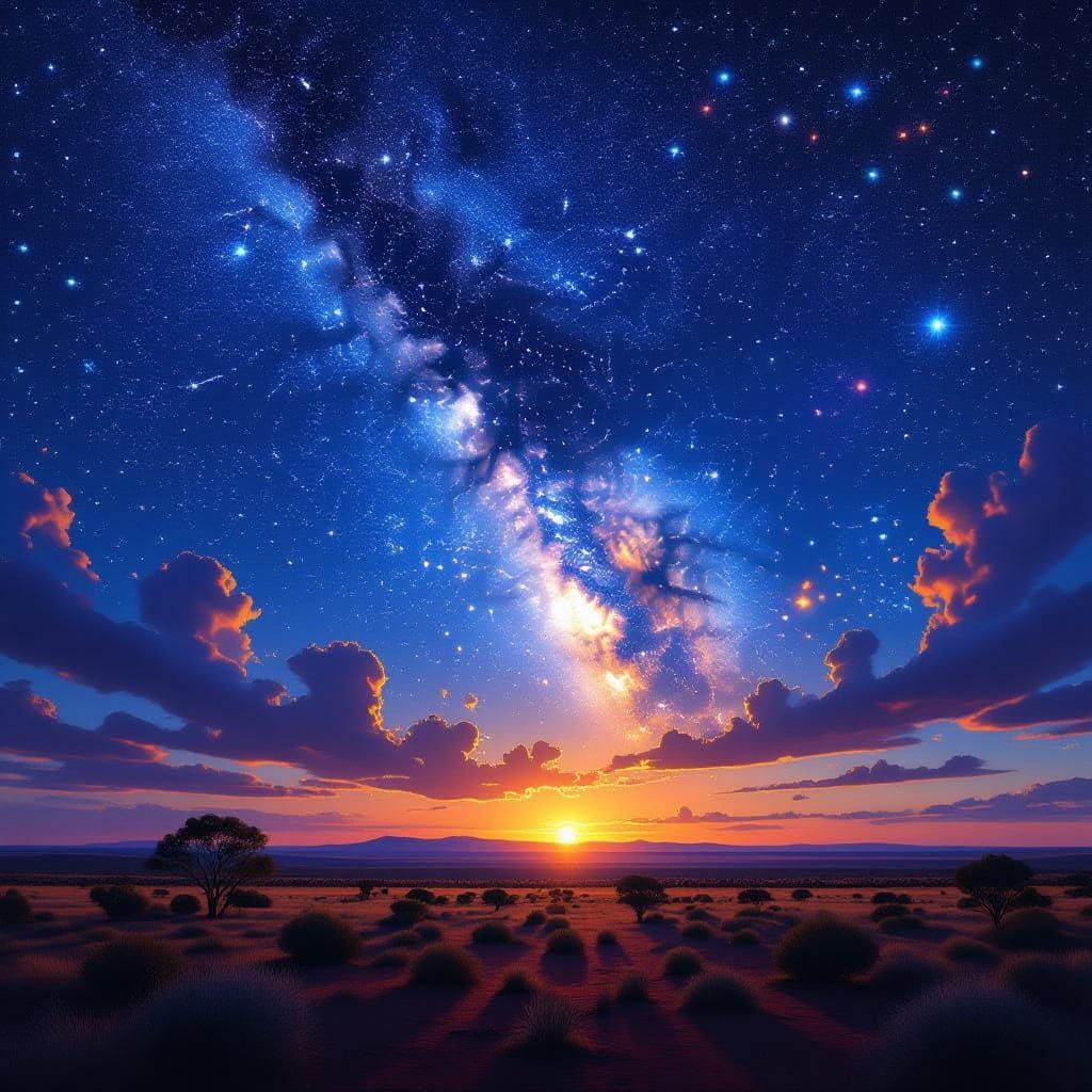 Cosmic Outback Night Sky With Supernovas