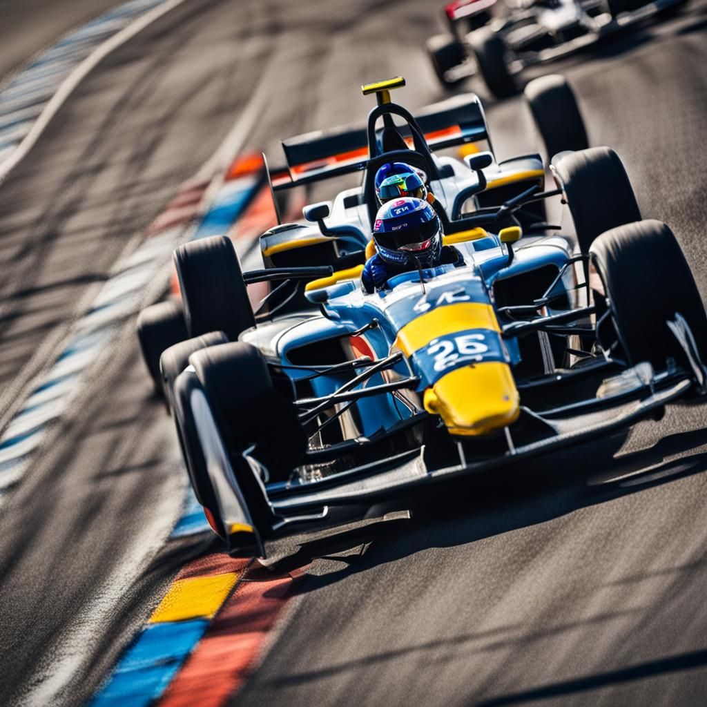 Formula 1 Driver in Intense Race Moment