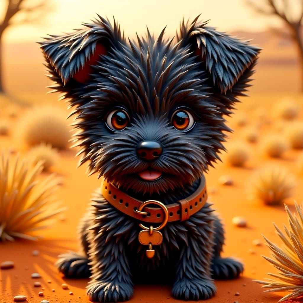 Charming Yorkshire Terrier Puppy in Whimsical Landscape