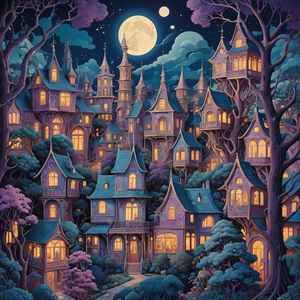 Surreal Village: Abstract New Objectivity in Art Nouveau Sty...