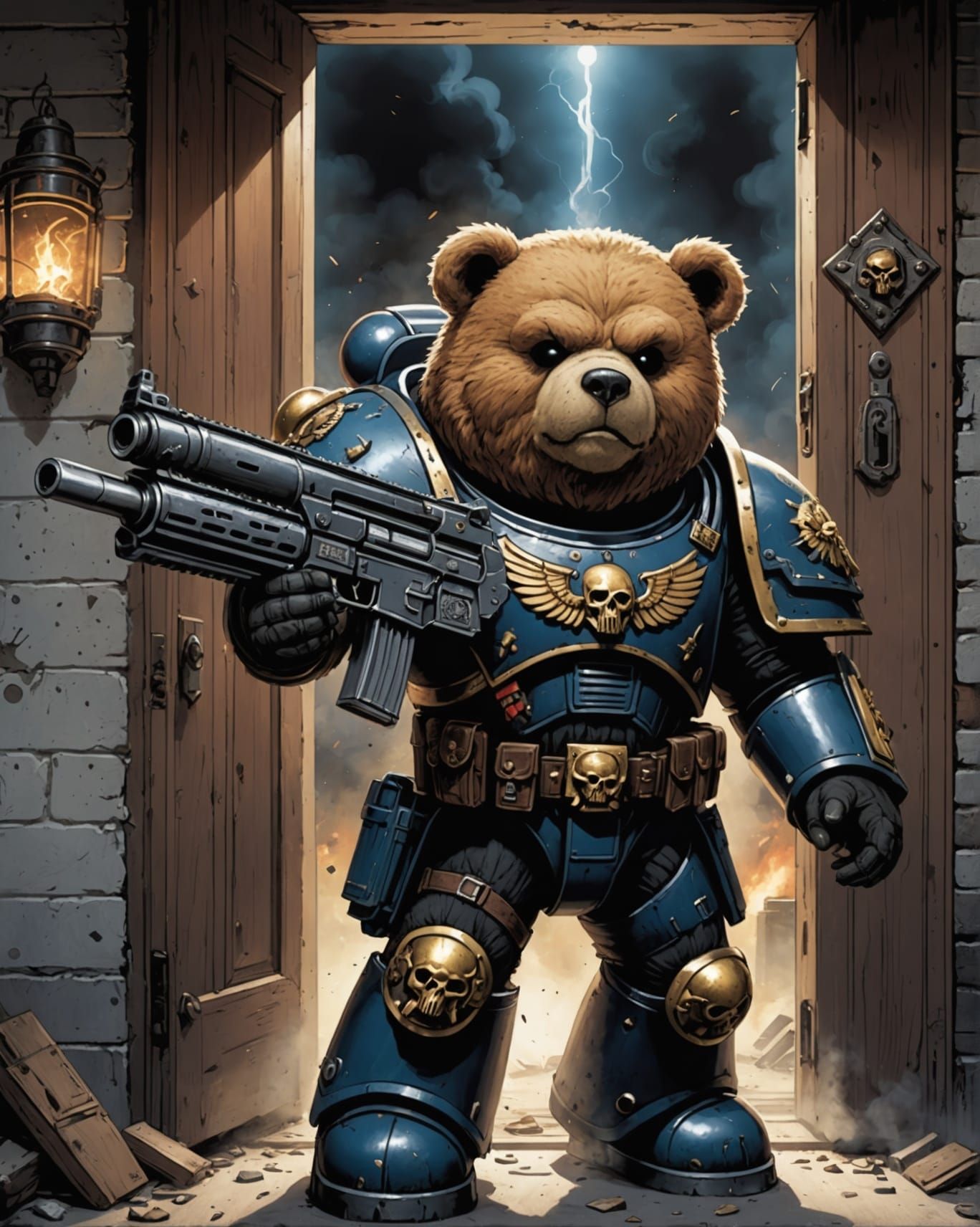 Teddy Bear Space Marine in Comic Book Style