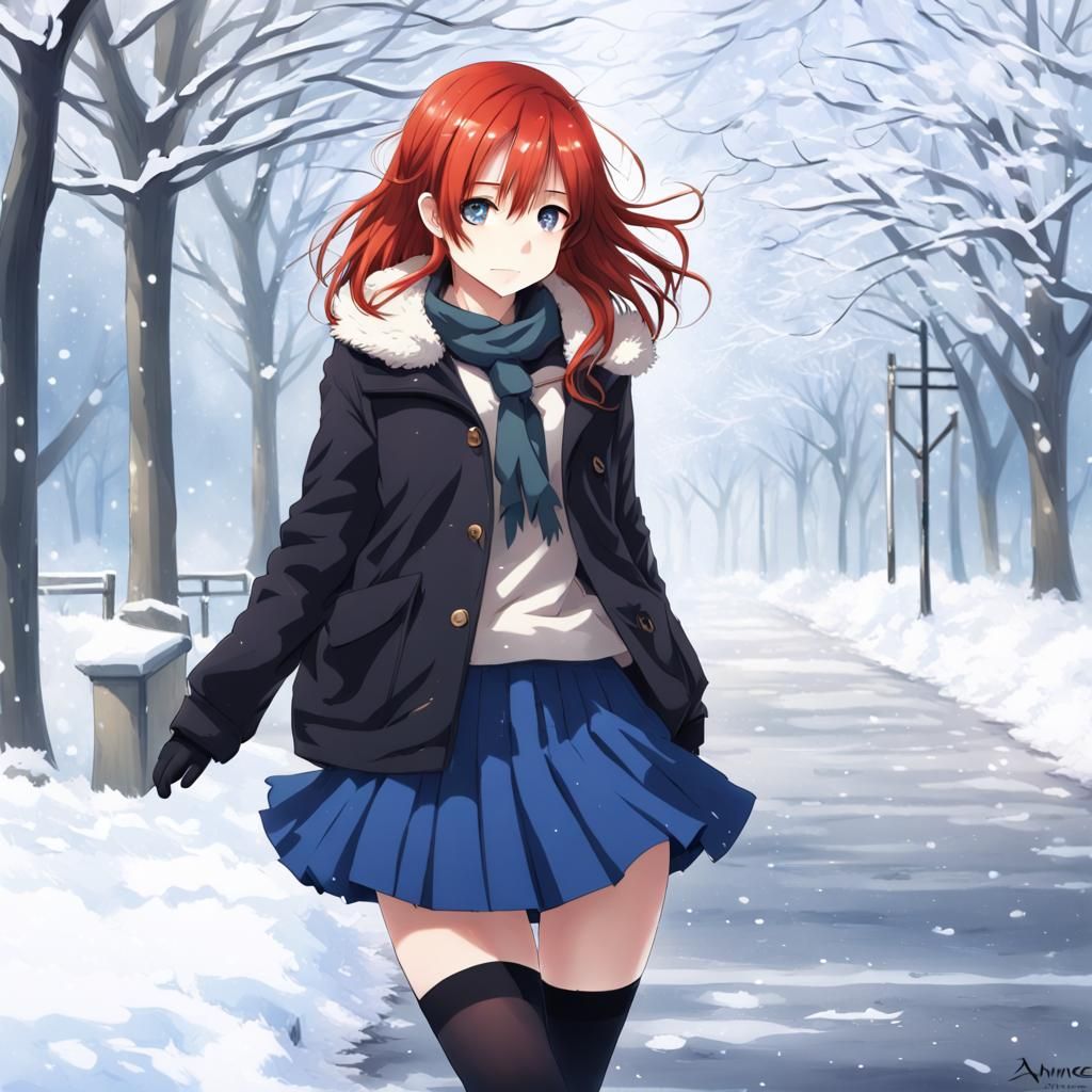 Anime Girl in Winter Outfit, Manga Key Visual