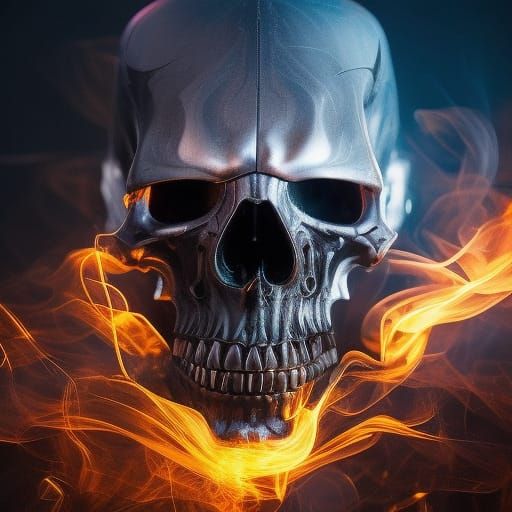 Glowing Smoke Skull: Fantastical Artgerm-Inspired Image