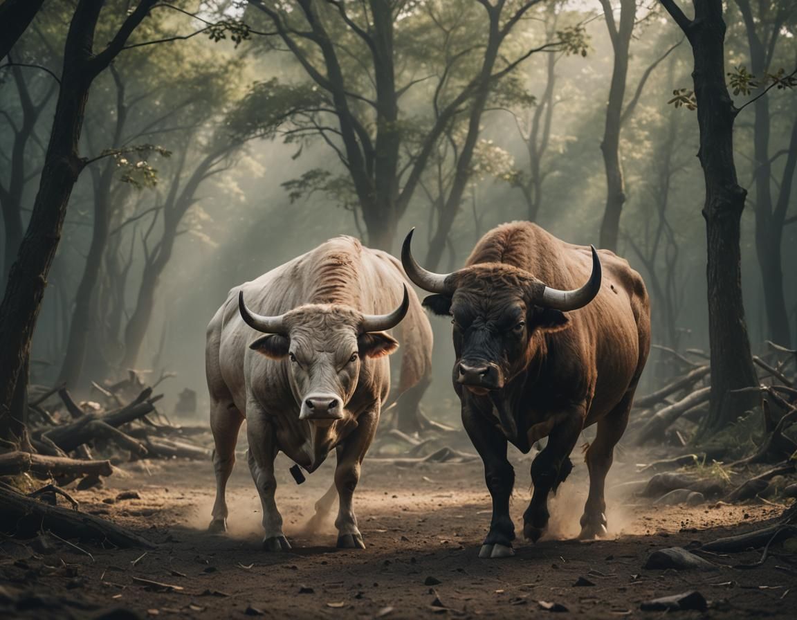 Ultra Realistic Bull with Fairy Ambient Lighting