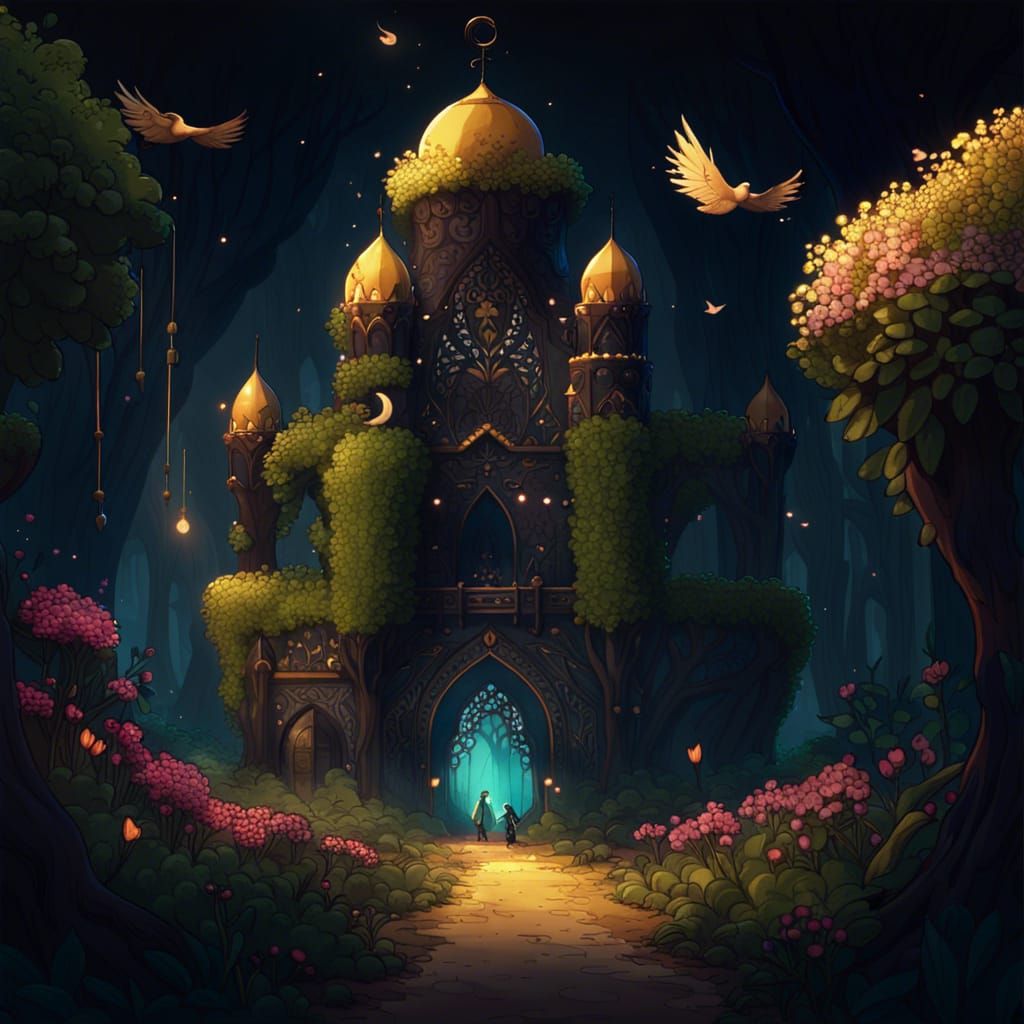 Andalus Platformer Game Scene in Ghibli Style