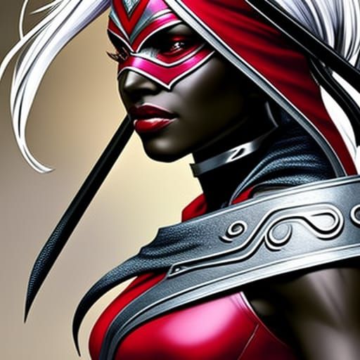 Ethereal Drow Woman in Ornate Bird Mask