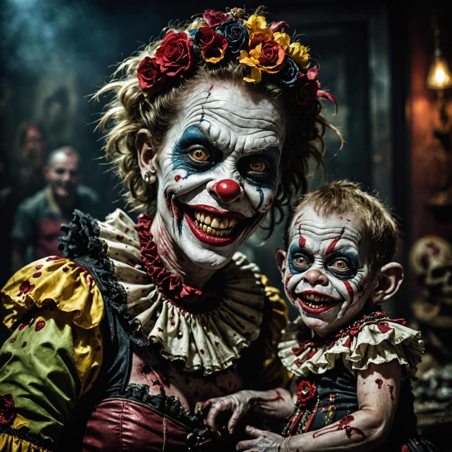 Hyperrealistic Zombie Burlesque Scene in High Contrast