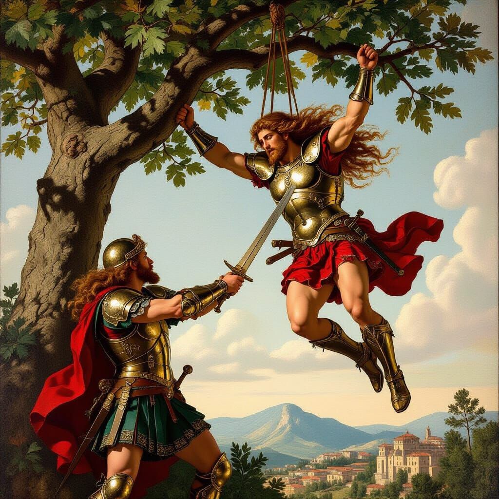 Joab and Absalom in Renaissance Fresco Style