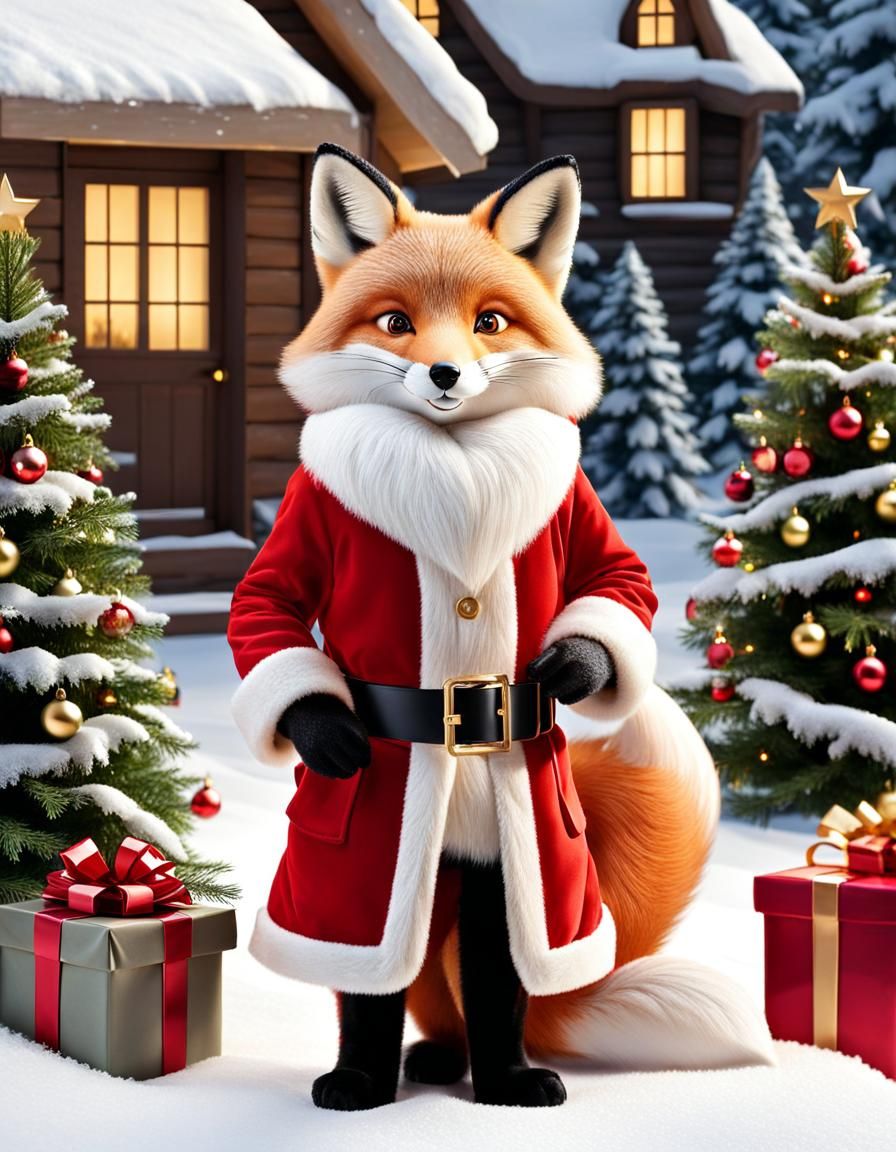Santa Claus Fox in Christmas Wonderland